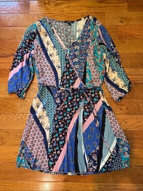 BeBop Multi-Print Mini Dress in Blue & Pink